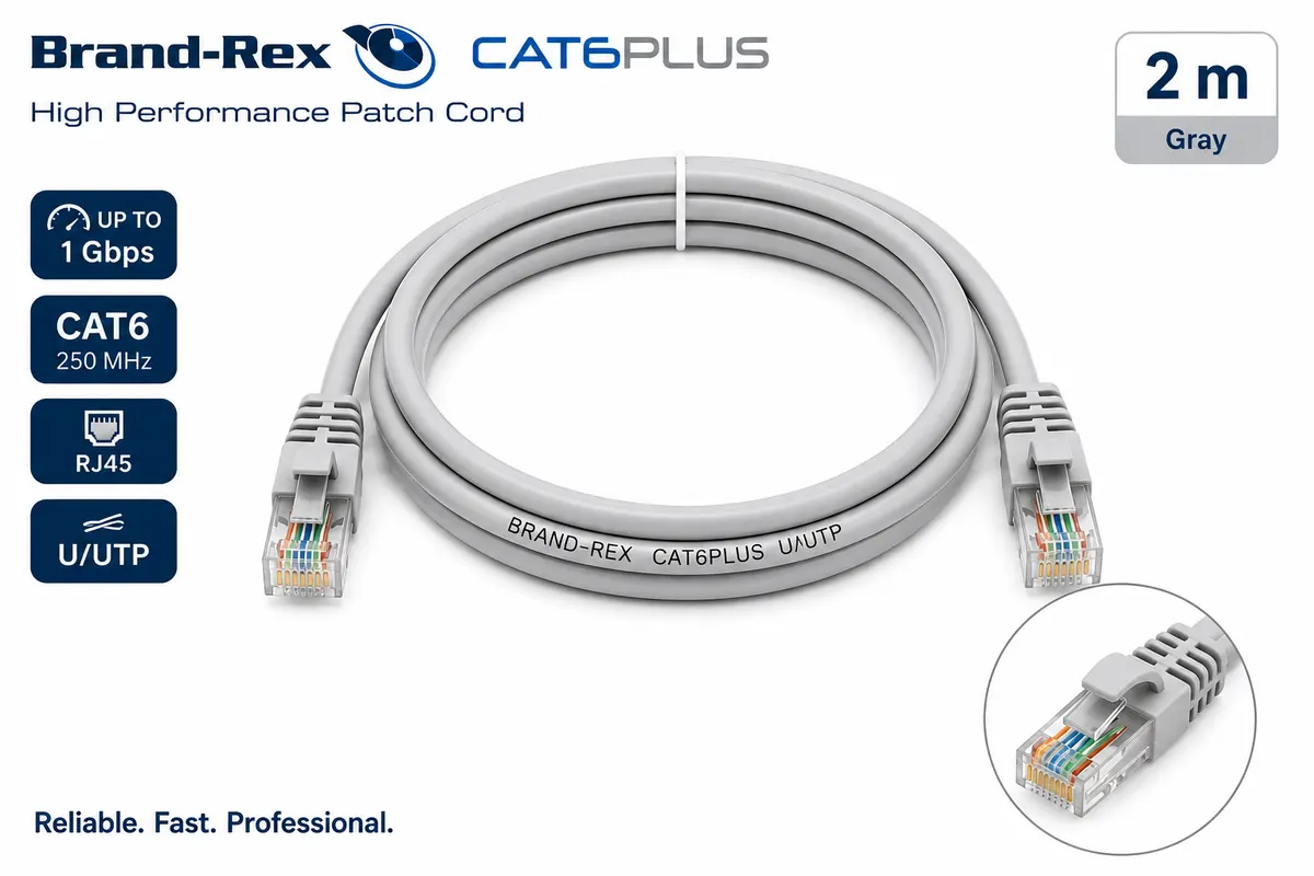 Cablu rețea Brand-Rex CAT6PLUS UTP Cat6 RJ45 2m Gri - C6CPCU020-888BB