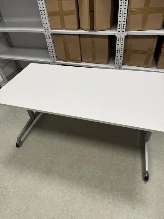 Masă de birou pliabilă pe roți – 160 × 80 cm – Blat alb