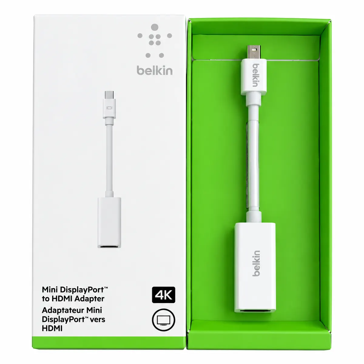 Adaptor Belkin Mini DisplayPort la HDMI 4K pentru MacBook, Mac și PC, Alb